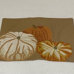 Pottery Barn embroidered pumpkin pillow cover 16” x 26” very good condition